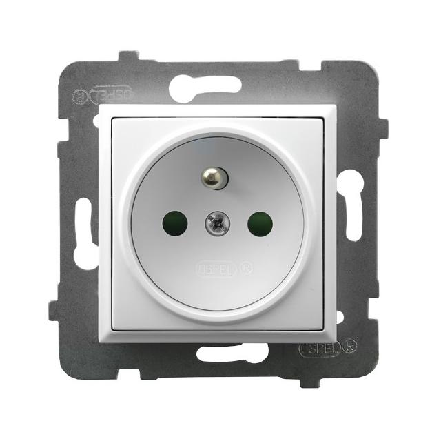 ARIA Gniazdo pojedyncze z uziemieniem z przesłonami torów prądowych - kolor biały