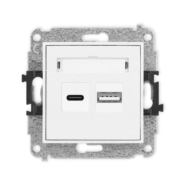 ICON Mechanizm ładowarki USB podwójnej USB C + USB A, 20W max. biały