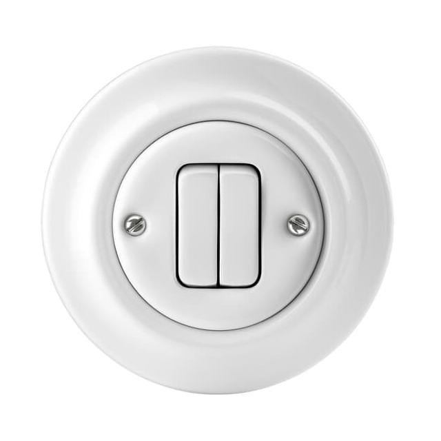DECENTO Przycisk zwierny podwójny Bezśrubowe podłączanie przewodów biały