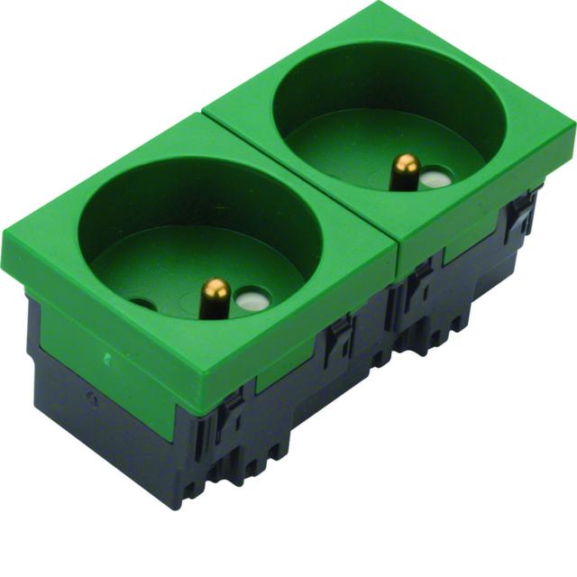 tehalit.GB-EG Gniazdo 2P+Z 33st 2-krotne 45x45mm bezhalogenowe zielone EER2336029 HAGER