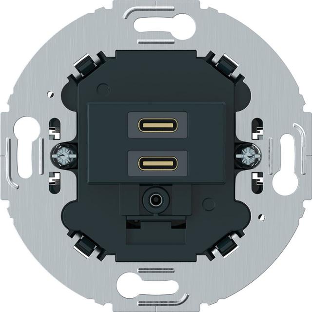Mechanizm gniazda ładowania do serii obrotowych USB C+C 20W PD, antracyt mat