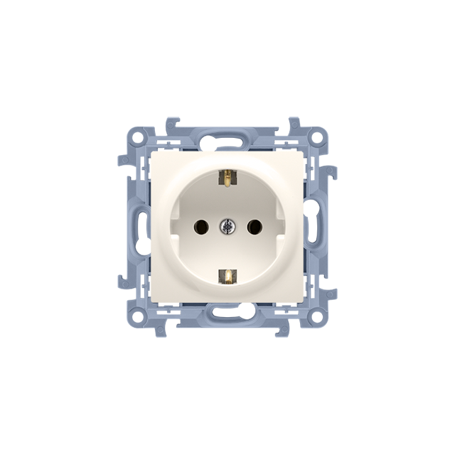 Simon 10 Gniazdo Schuko pojedyncze 16A z. śrub. krem