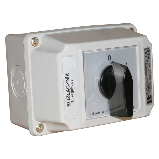 Łącznik Krzywkowy 15A, Rozłącznik 0-1 (3 - biegunowy) z torem sygnal,  w obudowie OB2,