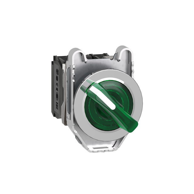 Harmony XB4 Przełącznik podświetlany zlicowany metal zielony fi30 2 położeniowy stabilny 24 V AC/DC