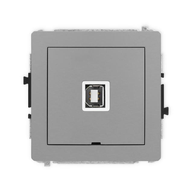 DECO Mechanizm gniazda pojedynczego USB A-B 2.0, bez pola opisowego szary mat