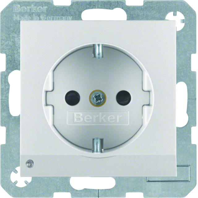 BERKER B.Kwadrat/B.7 Gniazdo SCHUKO z uziemieniem z podświetleniem orientacyjnym LED aluminium 41091404 HAGER