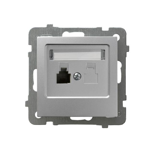 AS Gniazdo telefoniczne pojedyncze - kolor srebro