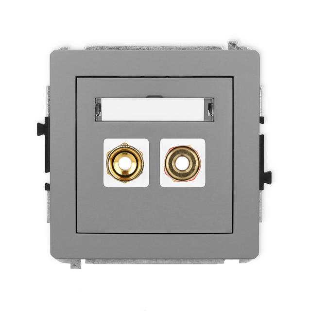 DECO Gniazdo pojedyncze głośnikowe (typu banan - czerwony i czarny, pozłacany, 4 mm2, skręcany) szary mat 27DGG-4 KARLIK