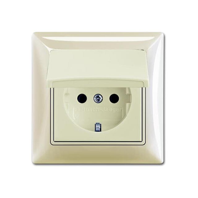 BASIC55 Gniazdo SCHUKO z klapką Poziom ochrony: IP 44 kremowy