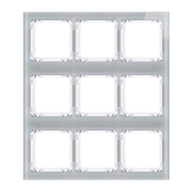 DECO Ramka modułowa 9 krotna (3 poziom, 3 pion) - efekt szkła (ramka szara; spód biała)