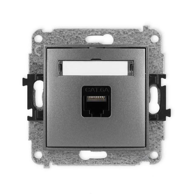 ICON Mechanizm gniazda komputerowego pojedynczego 1xRJ45, kat. 6A, 8-stykowy grafitowy