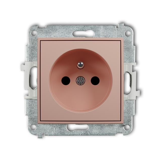 ICON Mechanizm gniazda pojedynczego z uziemieniem 2P+Z (przesłony torów prądowych) łososiowy