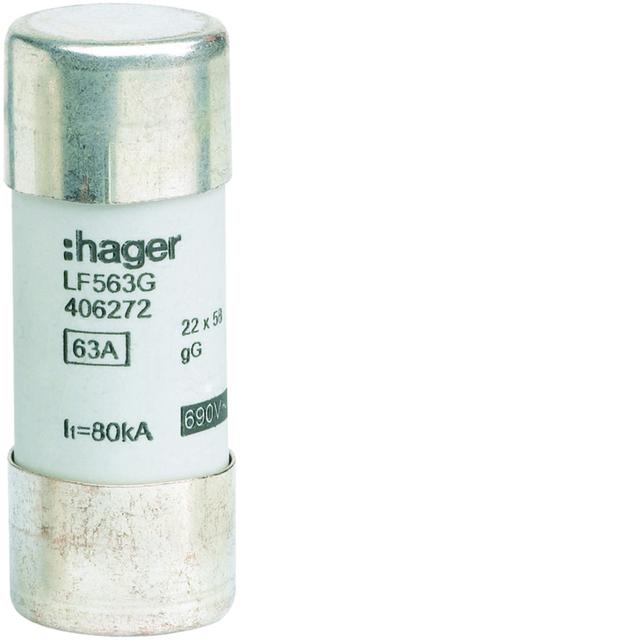 Wkładka bezpiecznikowa cylindryczna CH-22 22x58mm gG 63A 500VAC LF563G HAGER
