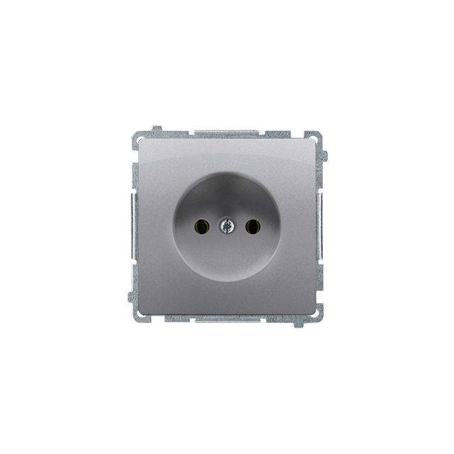 Simon Basic Gniazdo wtyczkowe bez uziemienia z przesłonami torów prądowych 16A 250V zaciski śrubowe stal inox BMG1Z.01/21 BMG1z.01/21 KONTAKT