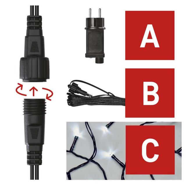 Lampki choinkowe Standard zestaw zasilacz + 100LED 10m zimna biel IP44 timer D1AC01 EMOS