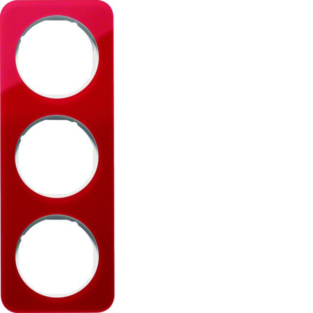 BERKER R.1 Ramka potrójna akryl czerwony przezroczysty/biała 10132349 HAGER