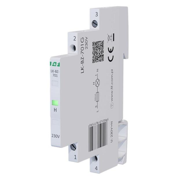 Lampka kontrolna zasilania z zabezpieczeniem 1/3S 1xLED ZIELONA LK-BZ-701G F&F