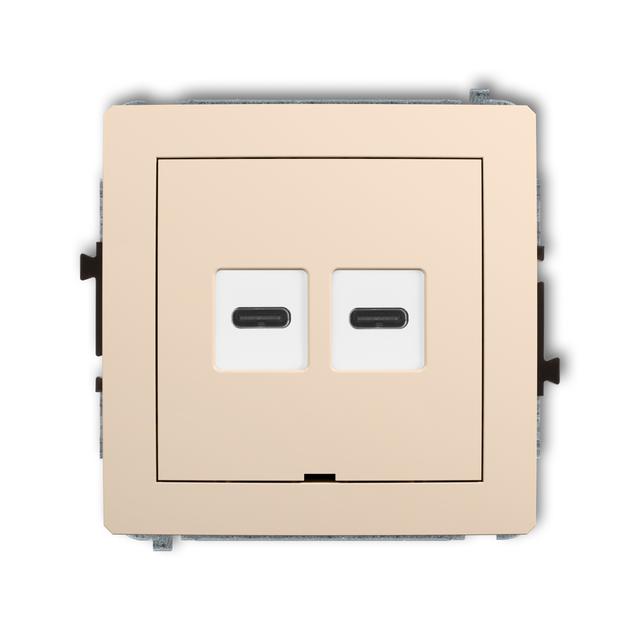 DECO Mechanizm ładowarki USB podwójnej 2xUSB C, 20W max., bez pola opisowego beżowy