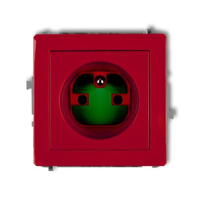 DECO Mechanizm gniazda pojedynczego z uziemieniem 2P+Z DATA z kluczem czerwony