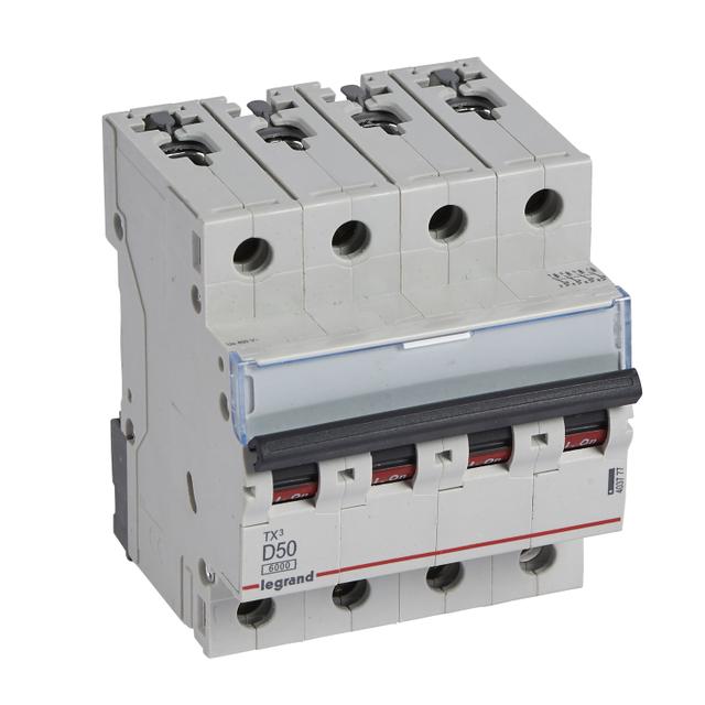 Wyłącznik Nadprądowy S 304 4P D50A 6kA TX3 403777 LEGRAND