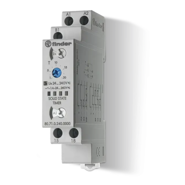 Przekaźnik czasowy wielofunkcyjny z wyjściem SSR 1 Z; 1A; 24…240VAC/DC; AI, DI, SW, BE, CE, DE