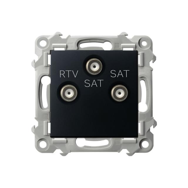 SZAFIR Gniazdo RTV-SAT z dwoma wyjściami SAT - kolor czarny metalik