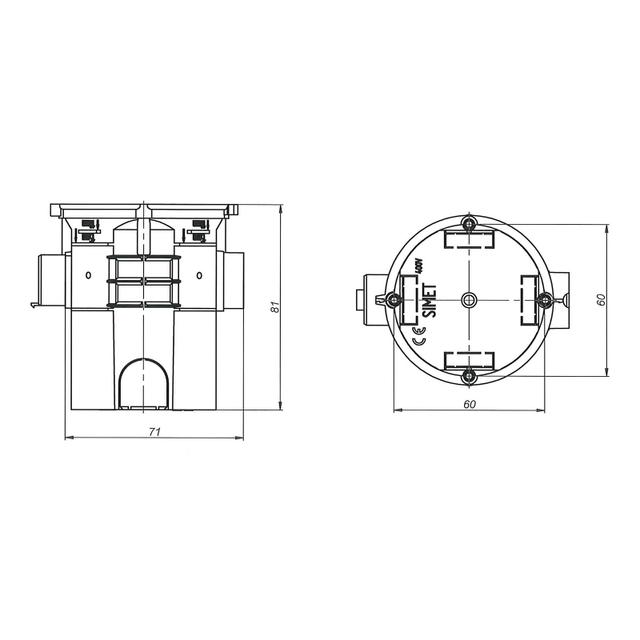 S60G ,  Puszka podtynkowa O 60 szeregowa, ekstra - głęboka - 80mm, niebieski