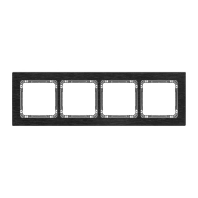 DECO Ramka uniwersalna poczwórna - aluminium szczotkowane (ramka: czarna; spód: grafitowy) czarny