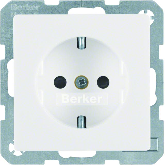 BERKER Q.x Gniazdo SCHUKO kompletne z przesłoną styków biały aksamit 47236089 HAGER
