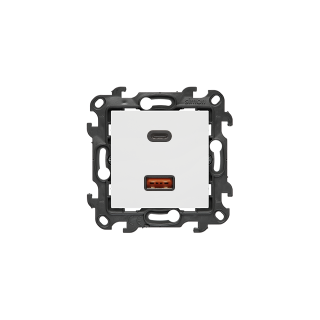 Simon 24 Ładowarka podwójna USB typ A+C Quick Charge 30W 230V biały NEC2CAQ.01/11
