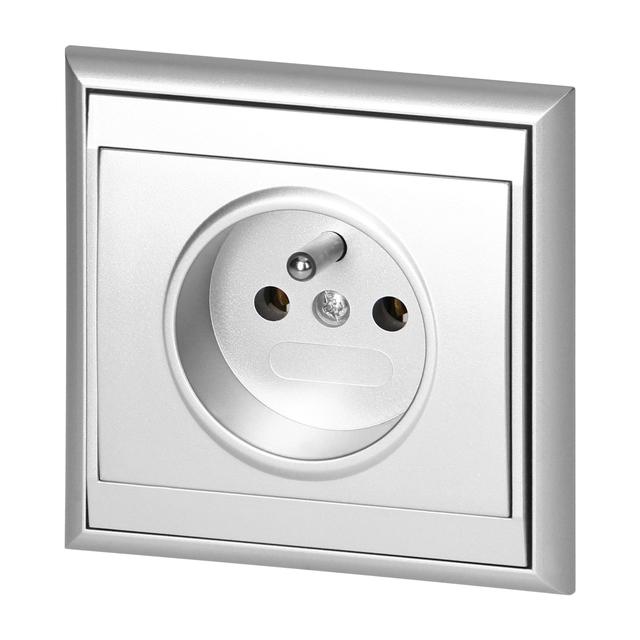 Gniazdo pojedyncze podtynkowe 2P+Z Luna, 16A, 250V, PT-16L, srebrny