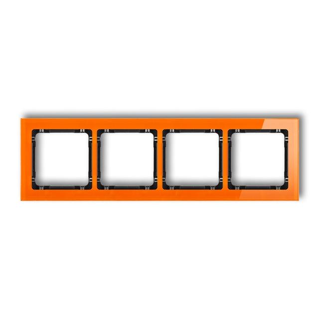 DECO Ramka uniwersalna poczwórna - efekt szkła (ramka: pomarańczowa; spód: czarny)