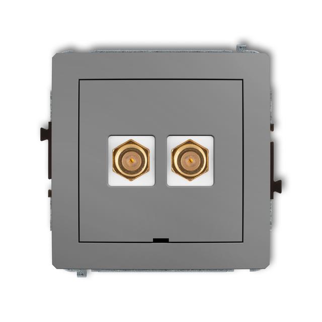 DECO Mechanizm gniazda antenowego podwójnego typu F (SAT) pozłacany, bez pola opisowego szary mat