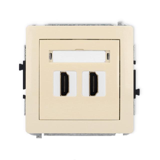 DECO Mechanizm gniazda podwójnego HDMI 2.0 beżowy