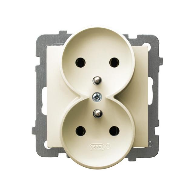 AS Gniazdo podwójne z uziemieniem moduł bez ramki - kolor ecru