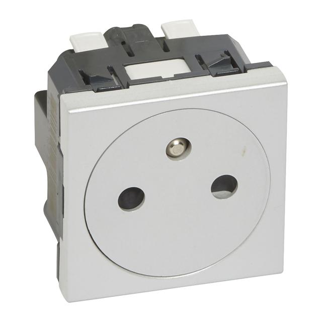 Mosaic - Gniazdo 2P+Z IP31 16A - 250 V Płaskie - Zaciski Automatyczne - Aluminium 278214L LEGRAND