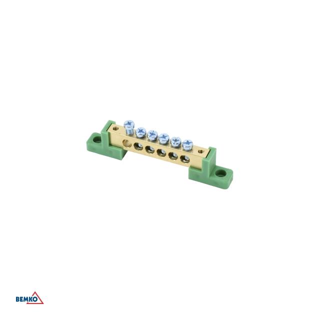 LISTWA ZACISKOWA NA IZOLATORACH PŁASKICH 8x12 6-TOROWA ZIELONA