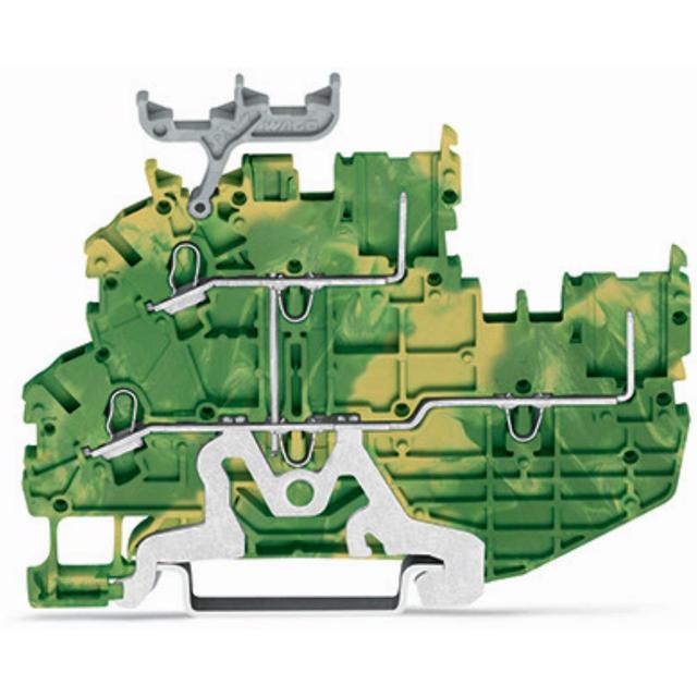 X-COMS dwupiętrowa złączka bazowa PE 1-przwodowa/1-pinowa żółto-zielona