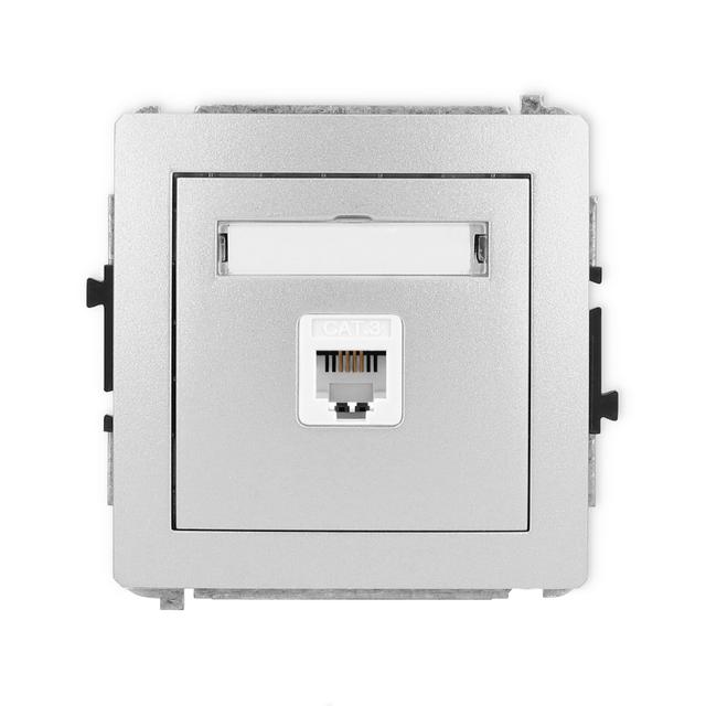 DECO Mechanizm gniazda telefonicznego pojedynczego 1xRJ11, 4-stykowy, beznarzędziowe srebrny metalik