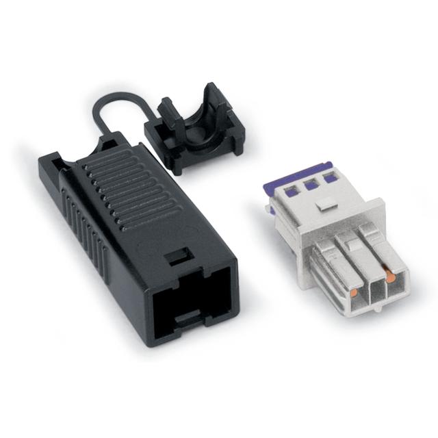 WINSTA EIB gniazdo 2-torowe czarne z obudową odciążającą naciąg