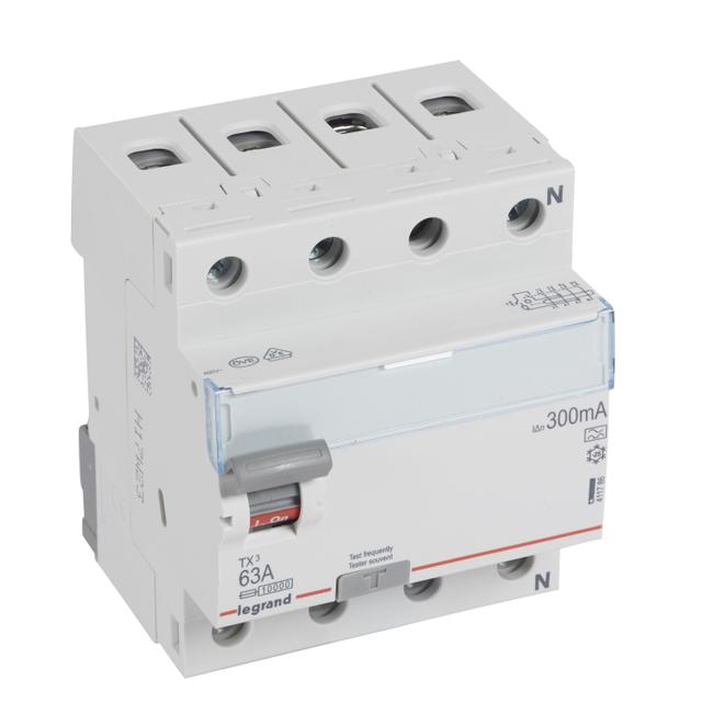 WYŁĄCZNIK RÓŻNICOWOPRĄDOWY P 304 4P 63A 300MA TYP A SERII TX3, Legrand
