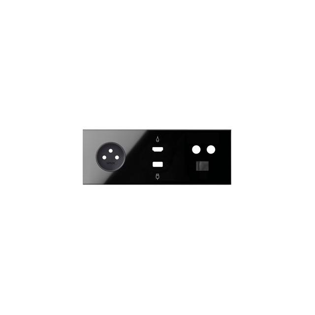 Simon 100 Panel 3-krotny: 1 gniazdo + 1 HDMI + 1 USB + 1 TV + 1 RJ45 czarny 10020317-138 KONTAKT