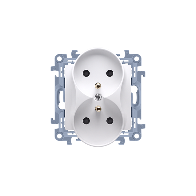 Simon 10 Gniazdo z/u podwójne 16A z. śrub. biały