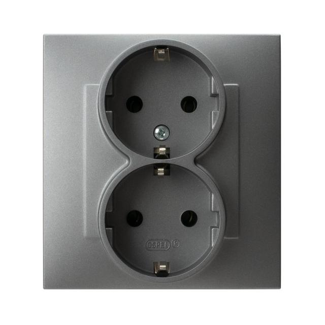 SZAFIR Gniazdo podwójne z uziemieniem schuko - kolor szary mat