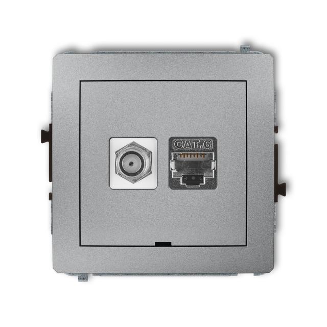 DECO Mechanizm gniazda antenowego poj. typu F (SAT) + gniazda komp. poj. 1xRJ45, kat. 6 ekranowany,