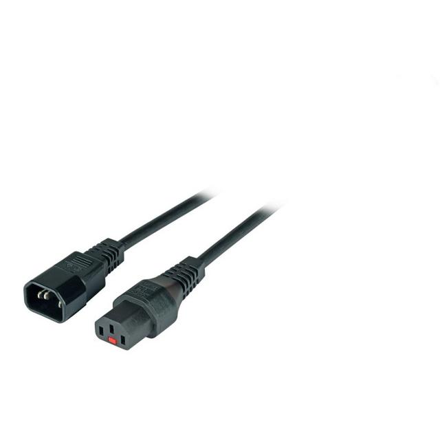 Przedłużacz IEC C14 180° - IEC C13 180° z blokadą IEC 2m