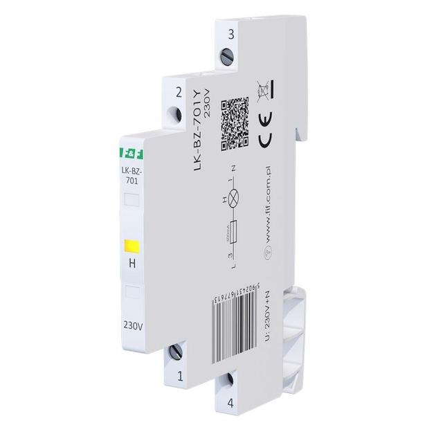 Lampka kontrolna zasilania z zabezpieczeniem 1/3S 1xLED ŻÓŁTA LK-BZ-701Y F&F
