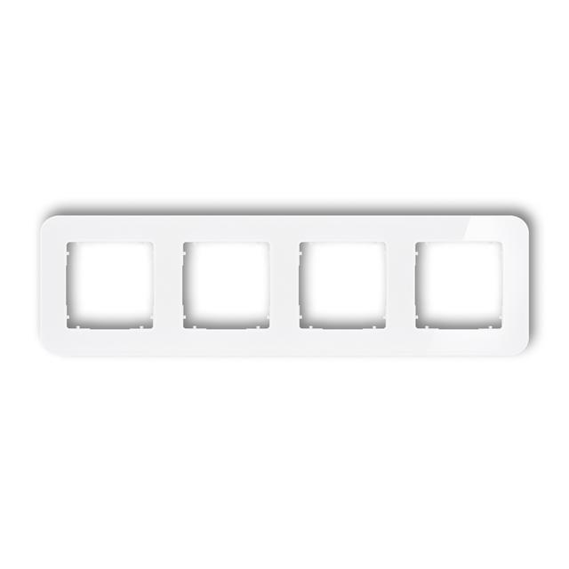 ICON Ramka uniwersalna poczwórna zaokrąglona - efekt szkła (ramka: biała; spód: biały) biały