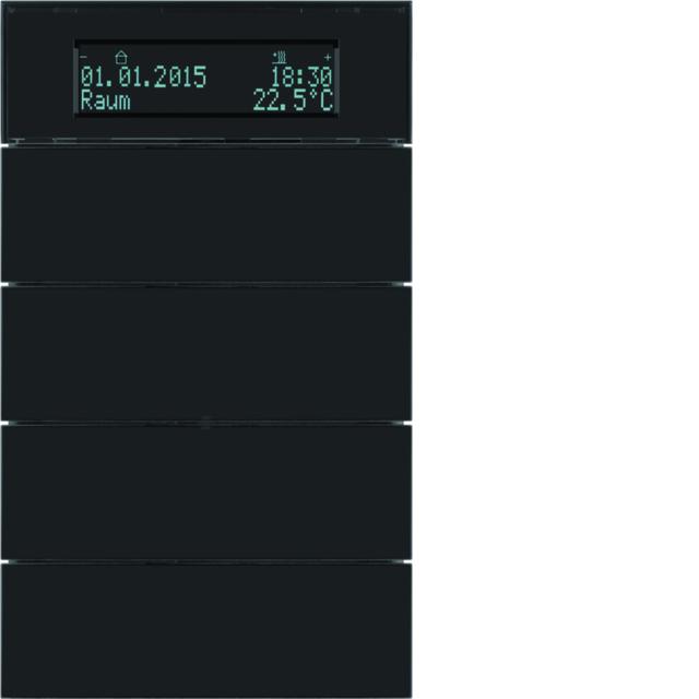BERKER B.IQ Przycisk poczwórny z regulatorem temperatury i wyświetlaczem szkło czarne 75664592 HAGER