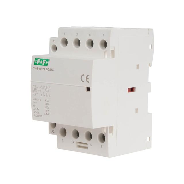 Stycznik modułowy montaż na szynie styki 4Z 63A 24V DC ST63-40-24ACDC F&F